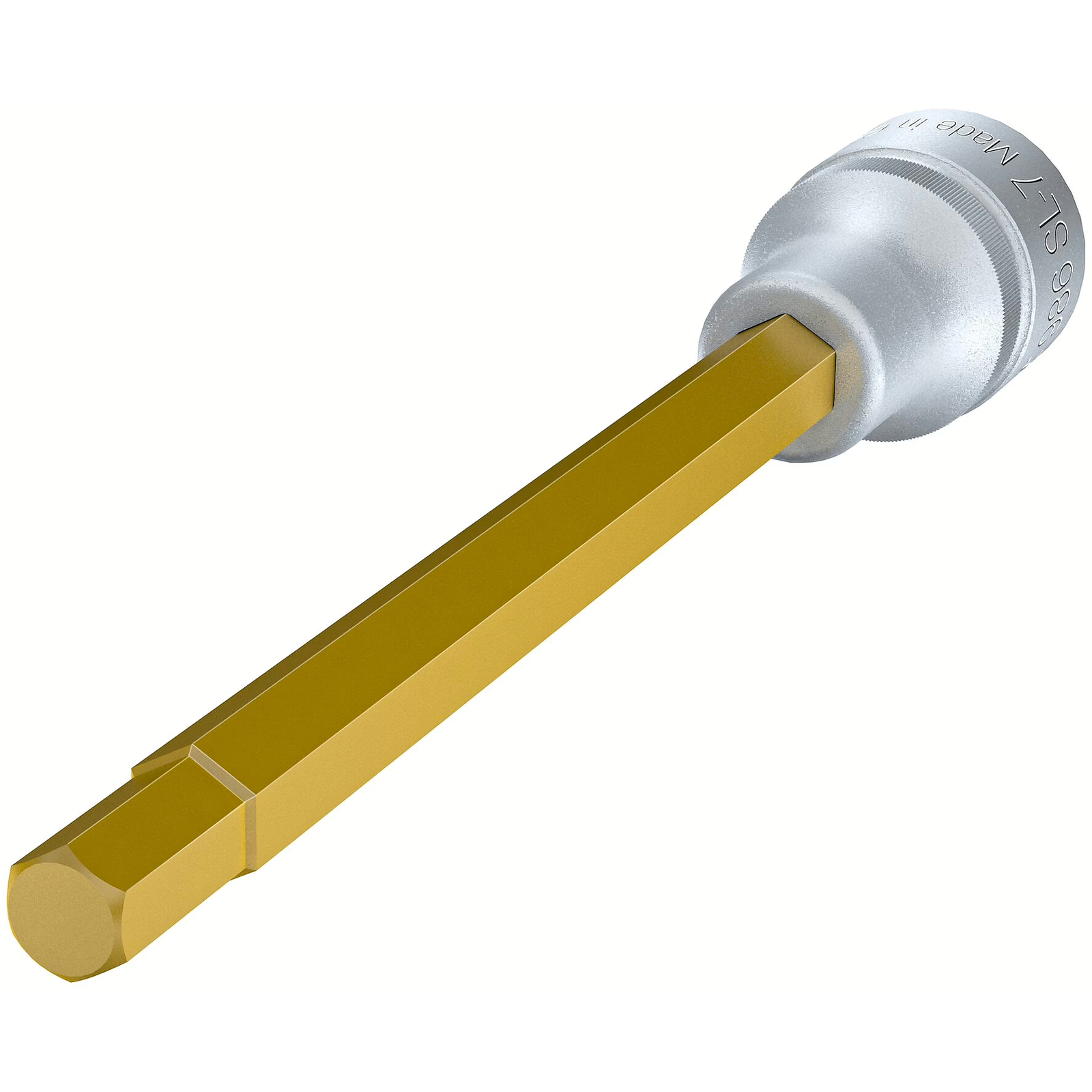 Douille mâle carré creux 1/2 pouce 7 mm extra-longue avec moletage revêtement TiN HAZET - 986SL-7