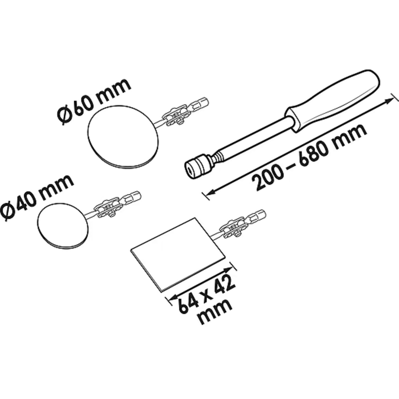 Jeu de miroirs télescopiques  VIGOR - V5480