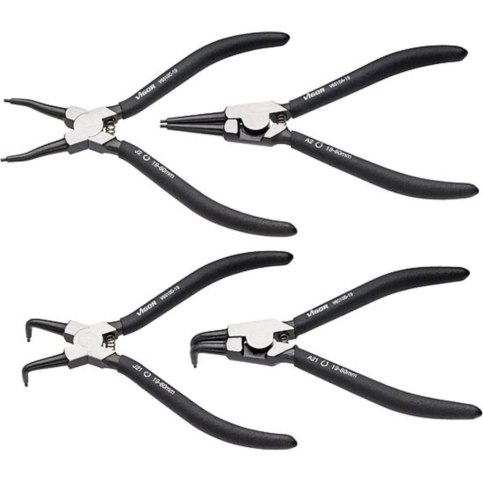 Jeu de pinces à circlips · 180 mm  VIGOR - V6510-19/4