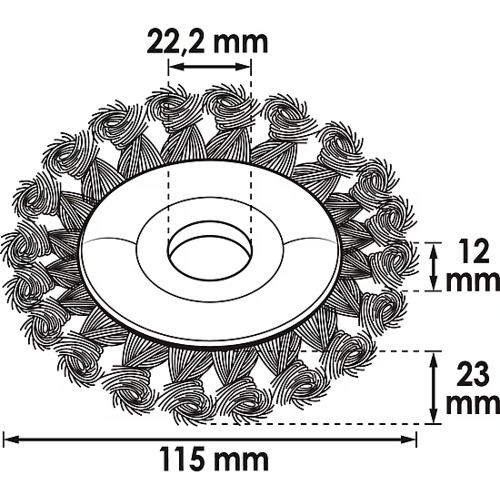 Brosse circulaire pour meuleuse d'angle 115 mm tressée  VIGOR - V6804