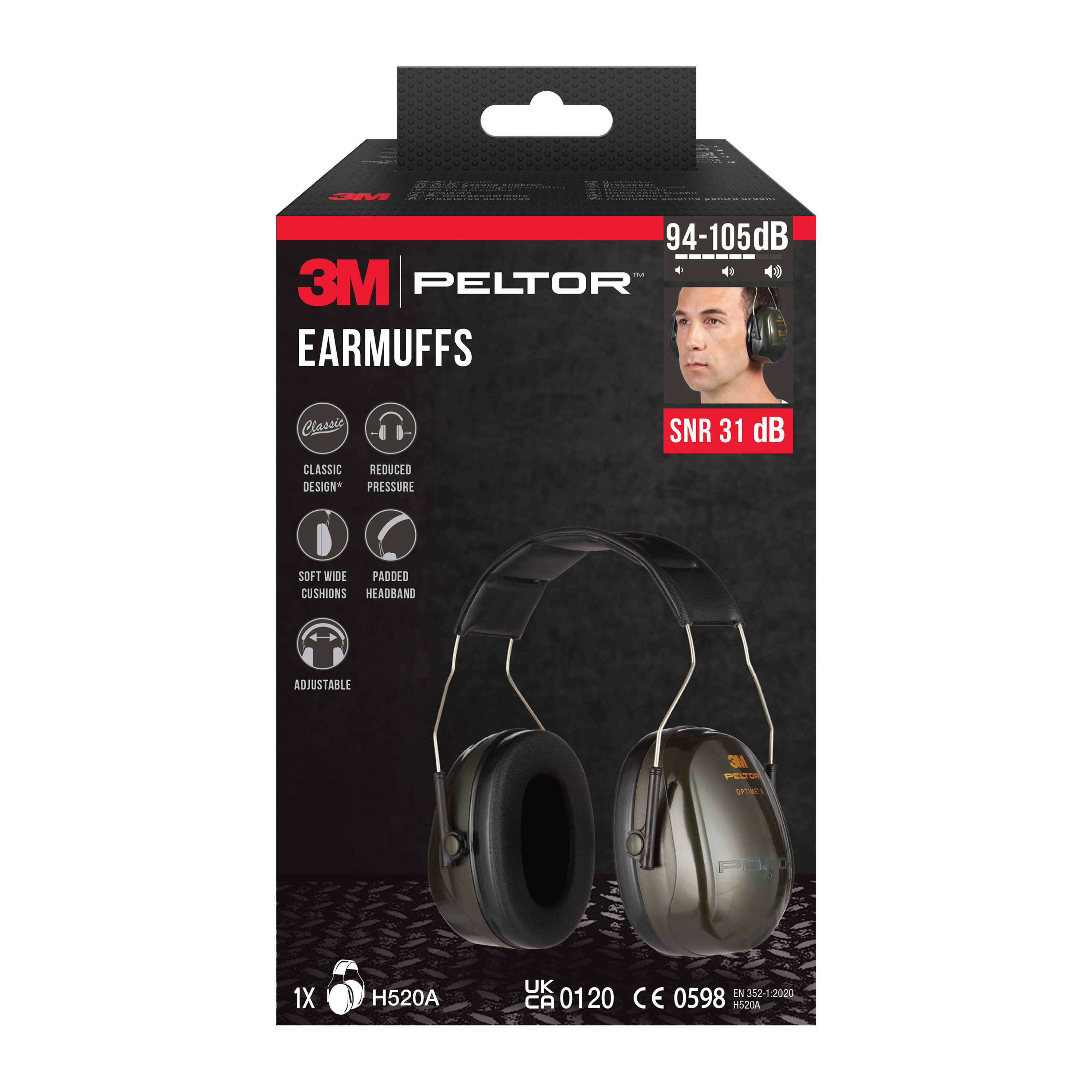 Casque anti-bruit SNR 31 dB 3M PELTOR Vert - 3M - H520AN1 00