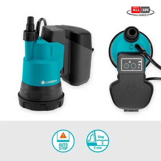 Pompe immergée pour eaux claires 200/2 18V P4A avec batterie - GARDENA - 14600-20