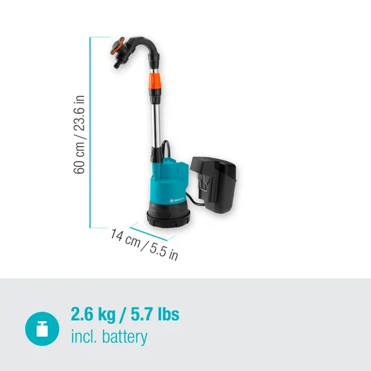 Pompe pour collecteur d'eau de pluie 2000/2 18V P4A avec batterie - GARDENA - 14602-20