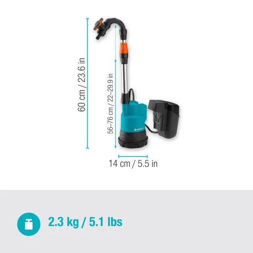Pompe pour collecteur d'eau de pluie 2000/2 18V P4A avec batterie - GARDENA - 14602-20