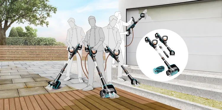 Nettoyeur de terrasse AquaBrush 18V/P4A - Compact - sans batterie - GARDENA - 14840-55