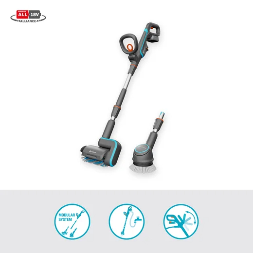 Nettoyeur de terrasse AquaBrush 18V P4A - Universal - sans batterie - GARDENA - 14842-55