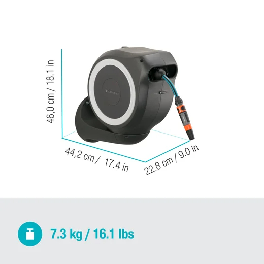 Dévidoir automatique mural RollUp S 15 m - GARDENA (Blanc) - GARDENA - 18602-20