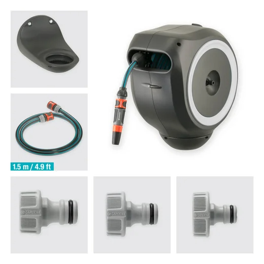 Dévidoir automatique mural RollUp S 15 m - GARDENA (Blanc) - GARDENA - 18602-20