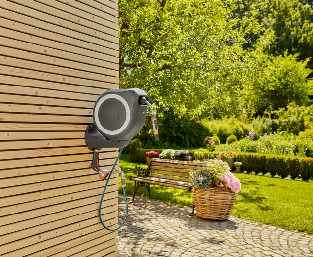 Dévidoir automatique mural RollUp S 15 m - GARDENA (Blanc) - GARDENA - 18602-20