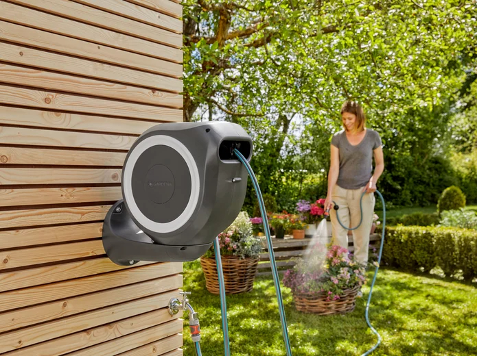 Dévidoir automatique mural RollUp S 15 m - GARDENA (Blanc) - GARDENA - 18602-20