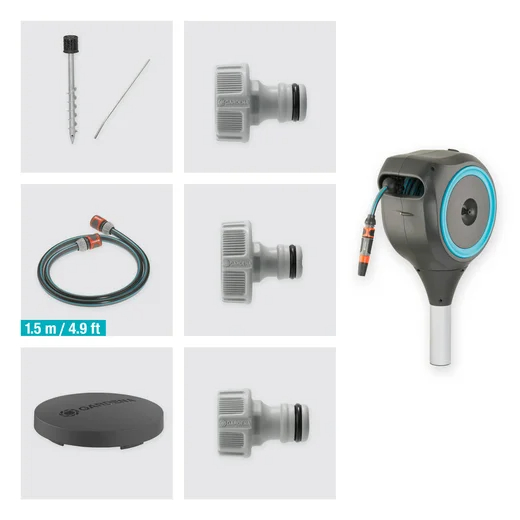 Dévidoir automatique sur pic RollUp S 15 m - GARDENA (Bleu turquoise) - GARDENA - 18604-20