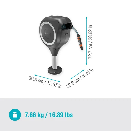 Dévidoir automatique pour terrasse RollUp S tuyau de 15 m blanc - enroulement automatique - GARDENA - 18607-20