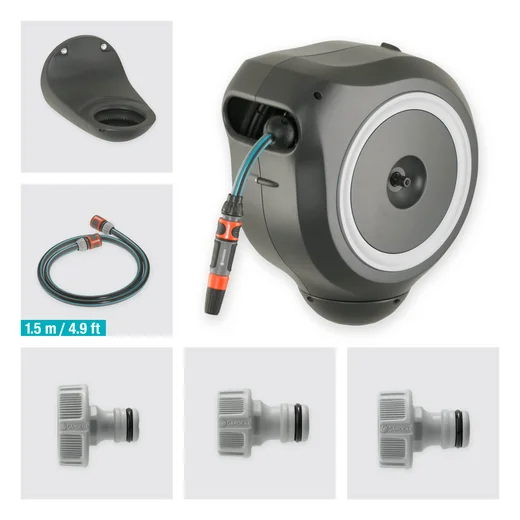 Dévidoir automatique mural RollUp M 20 m - GARDENA (Blanc) - GARDENA - 18612-20