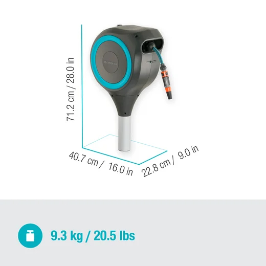 Dévidoir automatique sur pic RollUp M 20 m - GARDENA (Bleu turquoise) - GARDENA - 18614-20