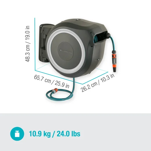 Dévidoir automatique mural RollUp M/L 25m - GARDENA (Blanc) - GARDENA - 18622-20