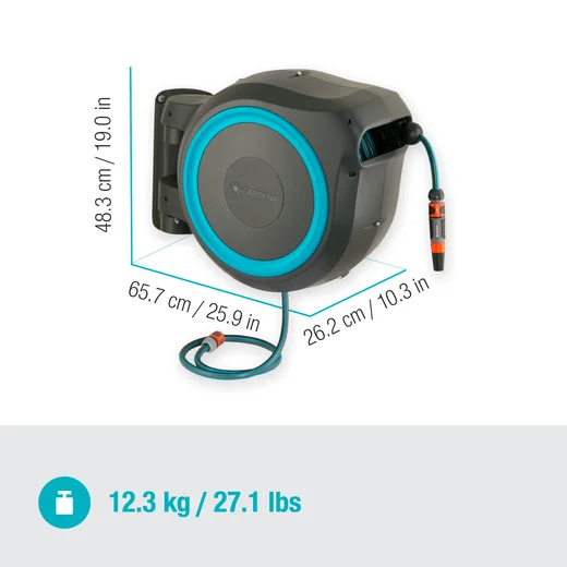 Dévidoir automatique mural RollUp L 30 m - GARDENA bleu turquoise - GARDENA - 18625-20