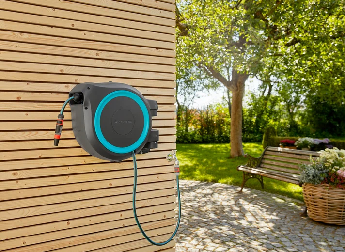 Dévidoir automatique mural RollUp L 30 m - GARDENA bleu turquoise - GARDENA - 18625-20