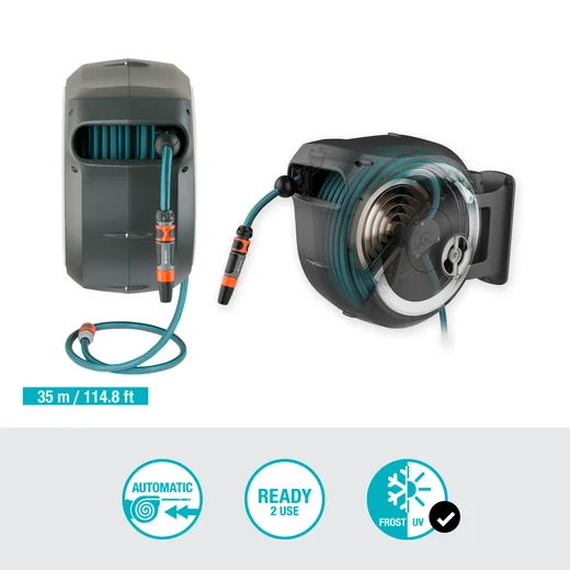 Dévidoir automatique mural RollUp XL 35 m - GARDENA blanc - GARDENA - 18632-20