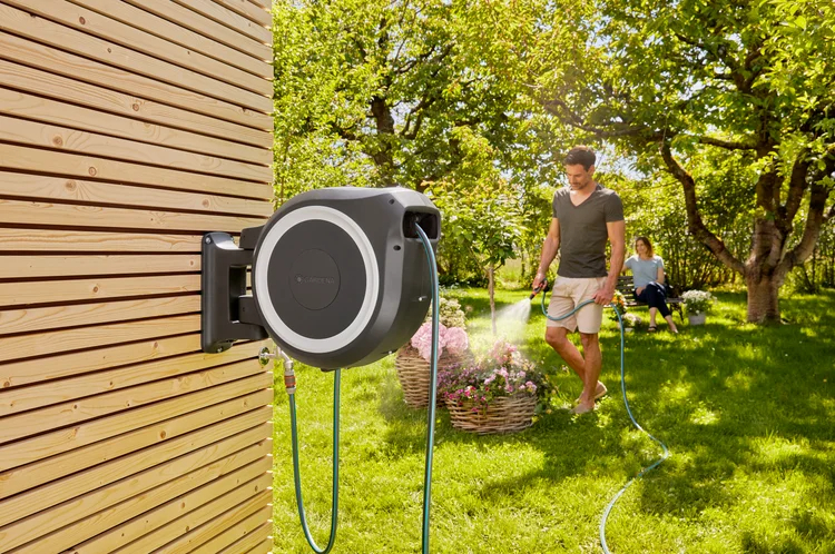 Dévidoir automatique mural RollUp XL 35 m - GARDENA blanc - GARDENA - 18632-20