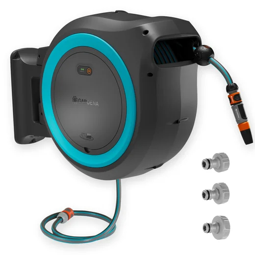 Dévidoir mural PowerRoll XL 35 m 35/18V P4A bleu turquoise - GARDENA - 18640-55