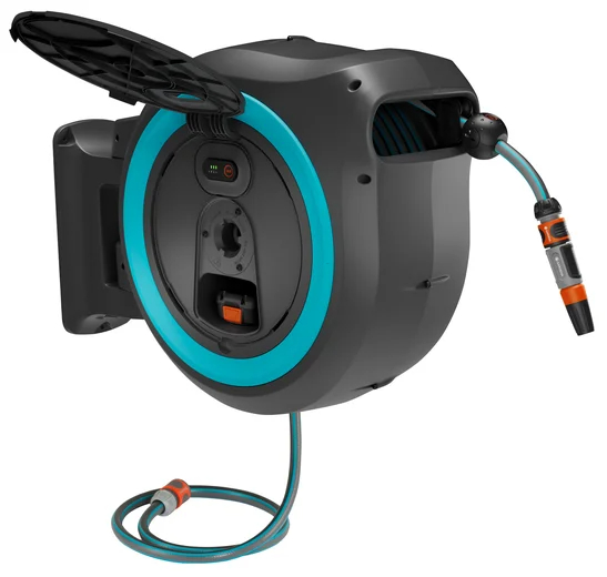 Dévidoir mural PowerRoll XL 35 m 35/18V P4A bleu turquoise - GARDENA - 18640-55