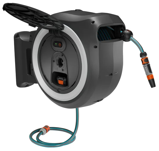 Dévidoir automatique mural sur batterie PowerRoll XL 35/18V P4A tuyau de 35 m blanc - sans chargeur ni batterie - GARDENA - 18642-55