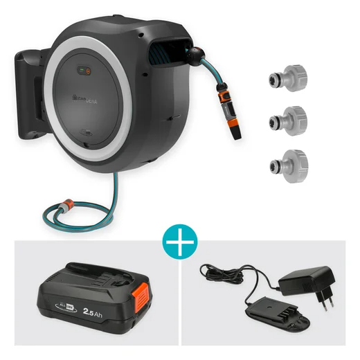 Dévidoir automatique mural sur batterie PowerRoll XXL 40/18V P4A - GARDENA - 18647-20