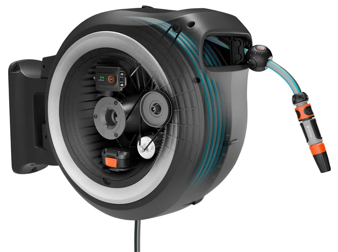 Dévidoir automatique mural sur batterie PowerRoll XXL 40/18V P4A sans chargeur ni batterie - GARDENA - 18647-55