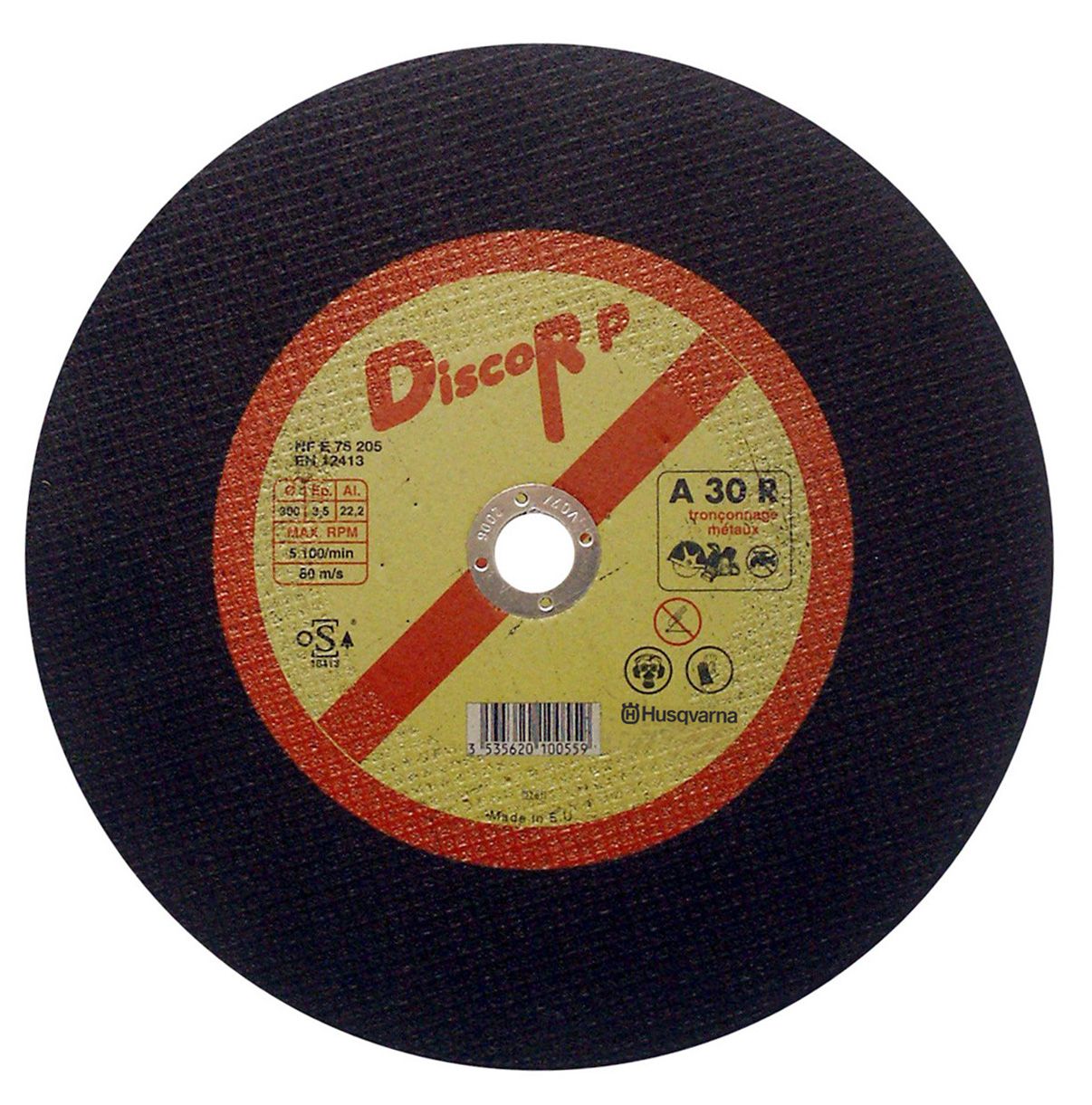 DISQUE DE TRONCONNAGE HUSQVARNA DISCOR 'P' A 30 S-BF41 Ø 300X3,5X20 MÉTAL -543058902