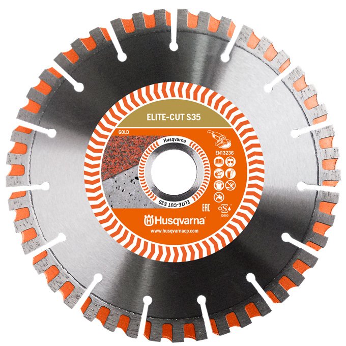 Disque diamant ELITE CUT S35 pour meuleuse d'angle D230 mm coupe pierre naturelle et béton alésage 22.2- 579804580 HUSQVARNA - 579 80 45-80