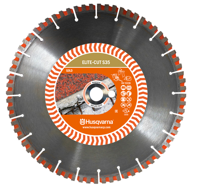 DISQUE DIAMANT HUSQVARNA ELITE CUT S35 POUR DECOUPEUSES Ø 400 MM COUPE PIERRE NATURELLE ET BETON DURCI ALÉSAGE 25.4- 579811530