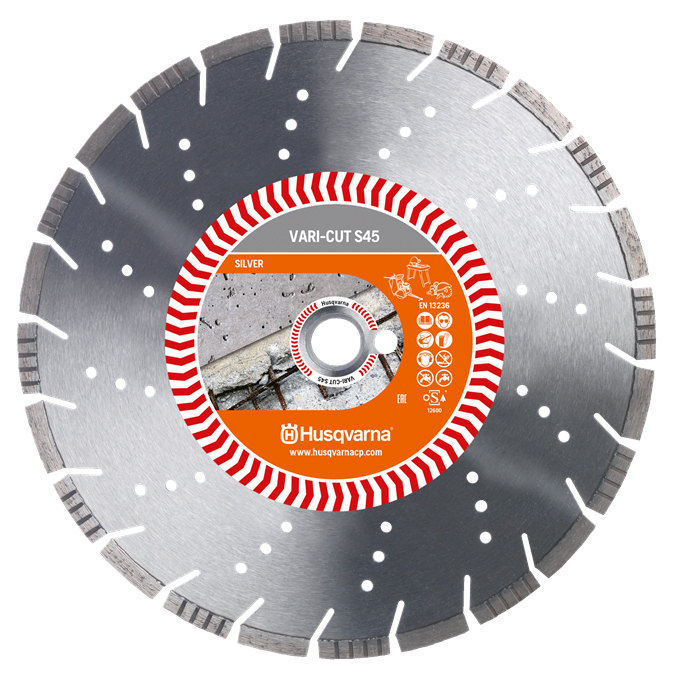 Disque diamant VARI CUT S45 POUR DECOUPEUSES D400 MM COUPE BETON ARME ET BETON DURCI ALÉSAGE 25.4- 579817430 HUSQVARNA - 579 81 74-30