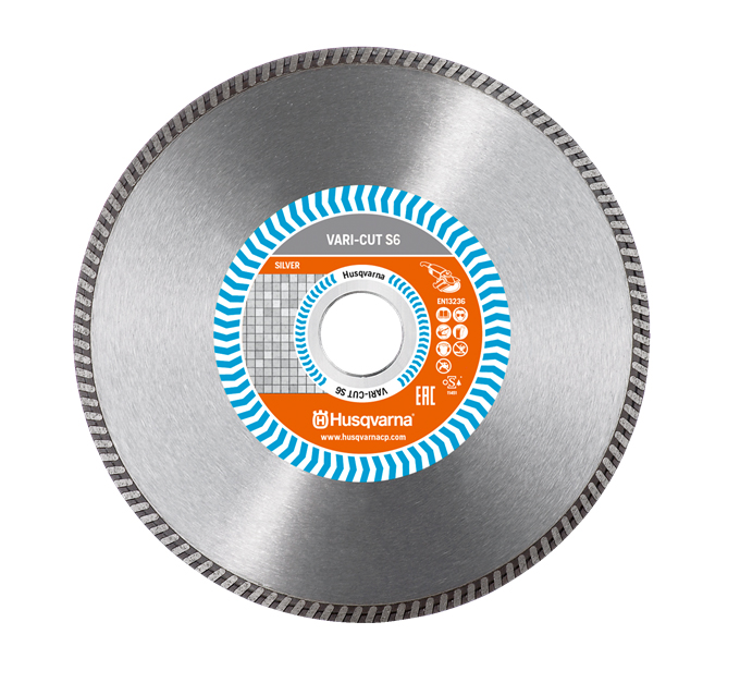 Disque diamant VARI CUT S6 POUR MEULEUSE D'ANGLE D230 MM POUR CARRELAGE DUR ET CERAMIQUE ALÉSAGE 22.2 HUSQVARNA - 582 21 11-80