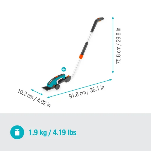 Kit cisaille à gazon ClassicCut Li + manche télescopique et roues - GARDENA - 9886-20