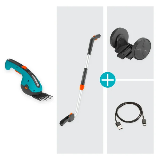 Kit cisaille à gazon ClassicCut Li + manche télescopique et roues - GARDENA - 9886-20