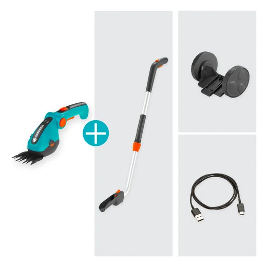 Kit cisaille à gazon ComfortCut Li + manche télescopique et roues - GARDENA - 9889-20