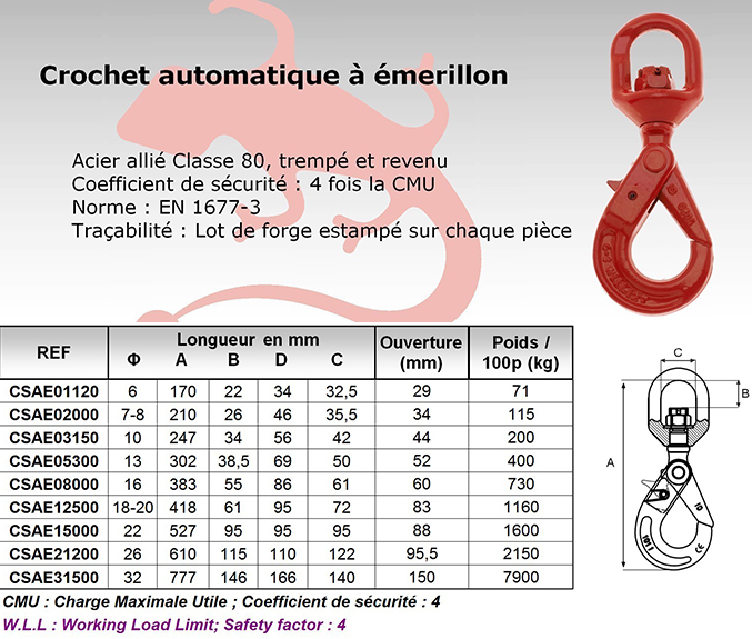 CROCHET SECURITE IDMAT AUTO EMERILLON D10MM - CSAE03150