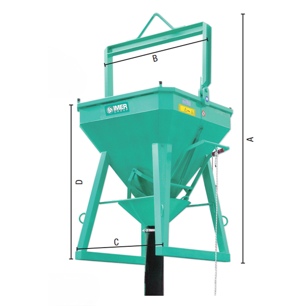 Benne BCE-99 / 1000L à tuyau + entonnoir + palonnier - IMER - 070208BCE099