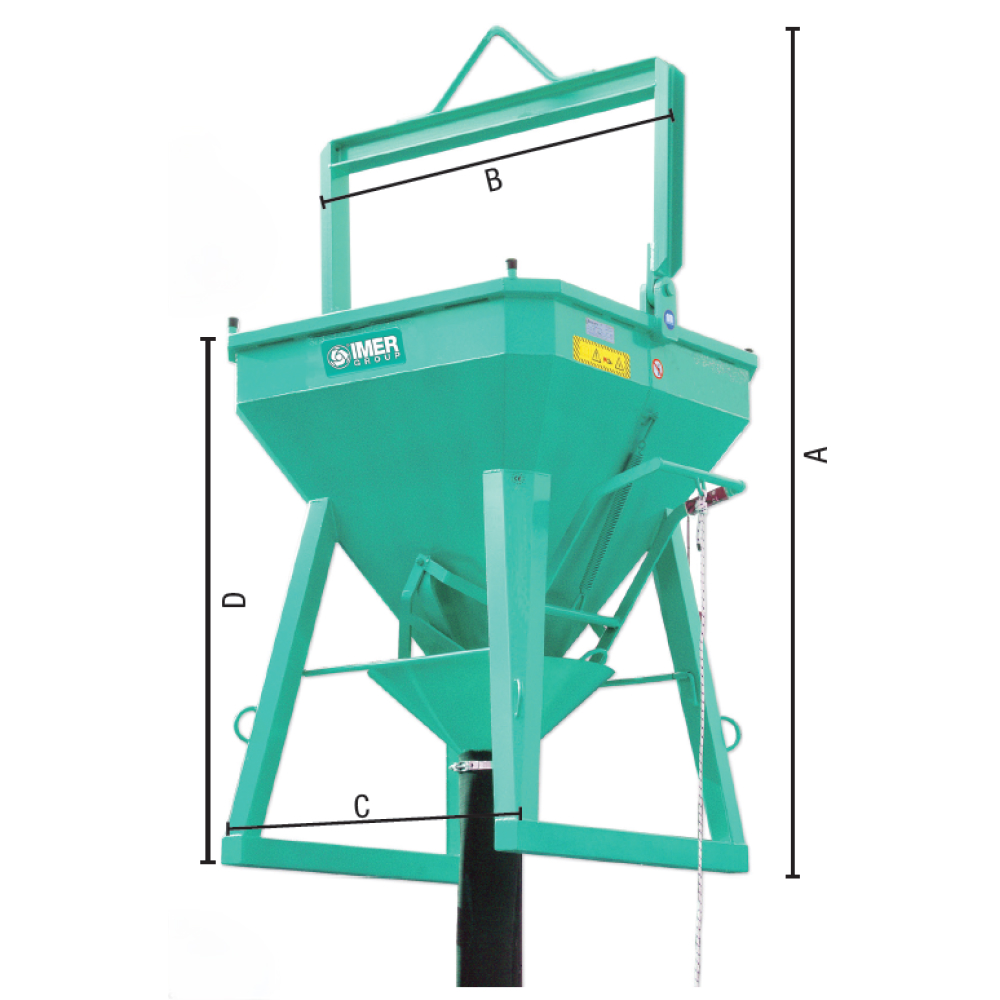 Benne BCE-150 / 1500 L à tuyau + entonnoir + palonnier - IMER - 070208BCE150