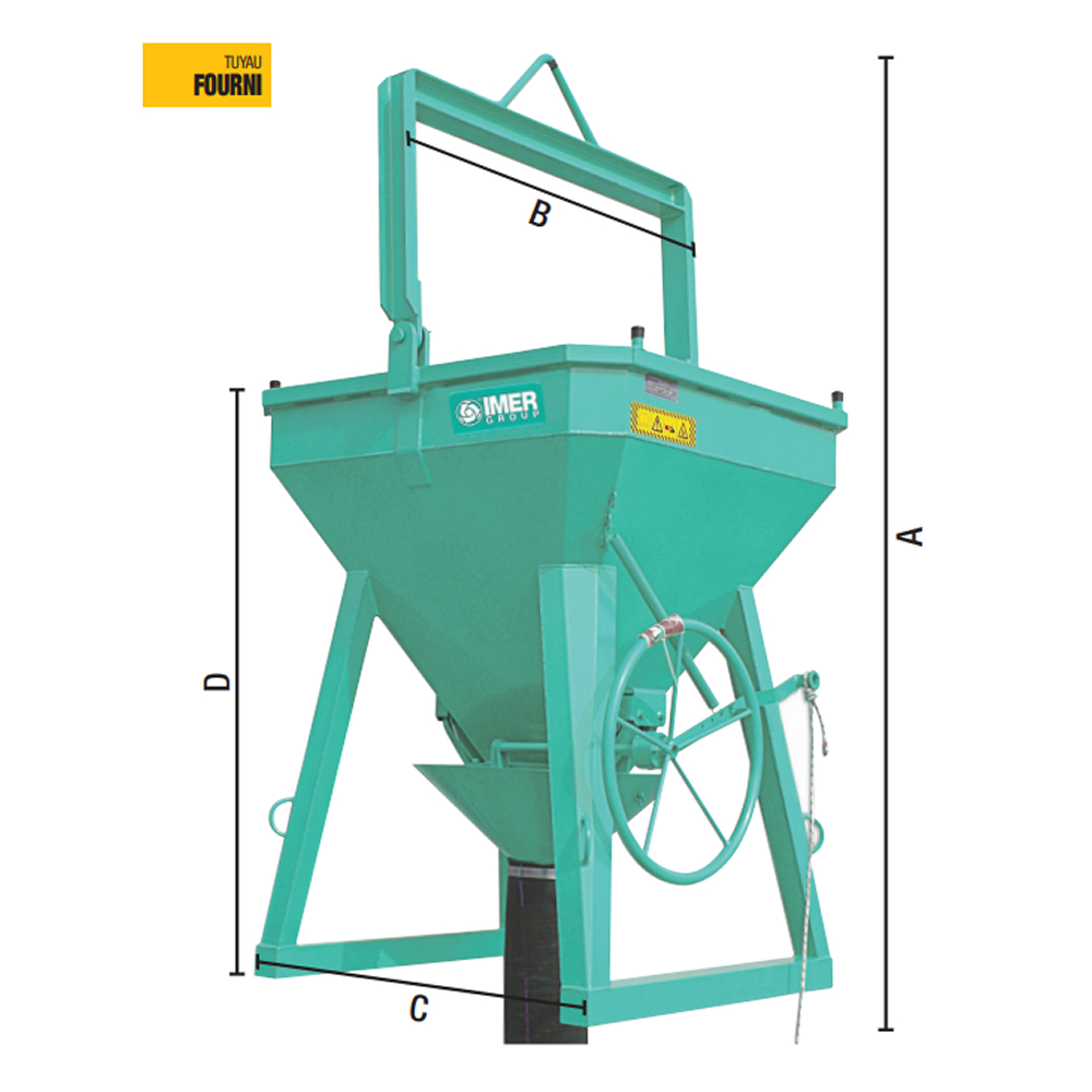 Benne BCE-40V / 400L à tuyau + entonnoir + volant - IMER - 070209BCE040V