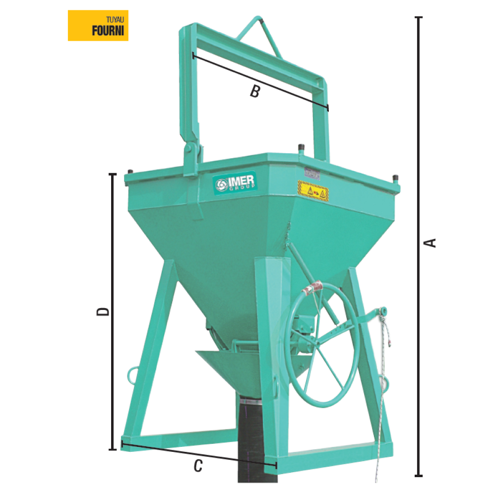 Benne BCE-200V / 2000L à tuyau + entonnoir + volant - IMER - 070209BCE200V