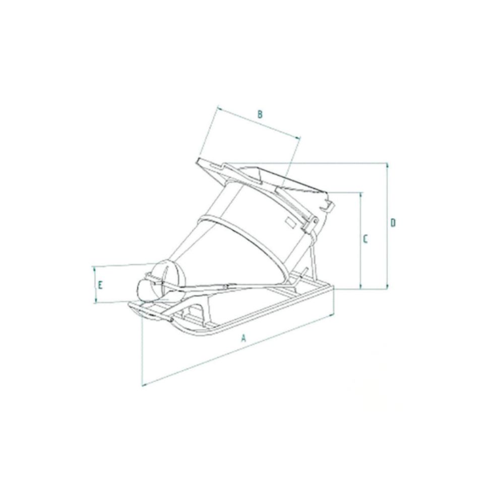 Benne couchée BF-40CL / 400 L vidage latéral + levier - IMER - 070212BF040CL