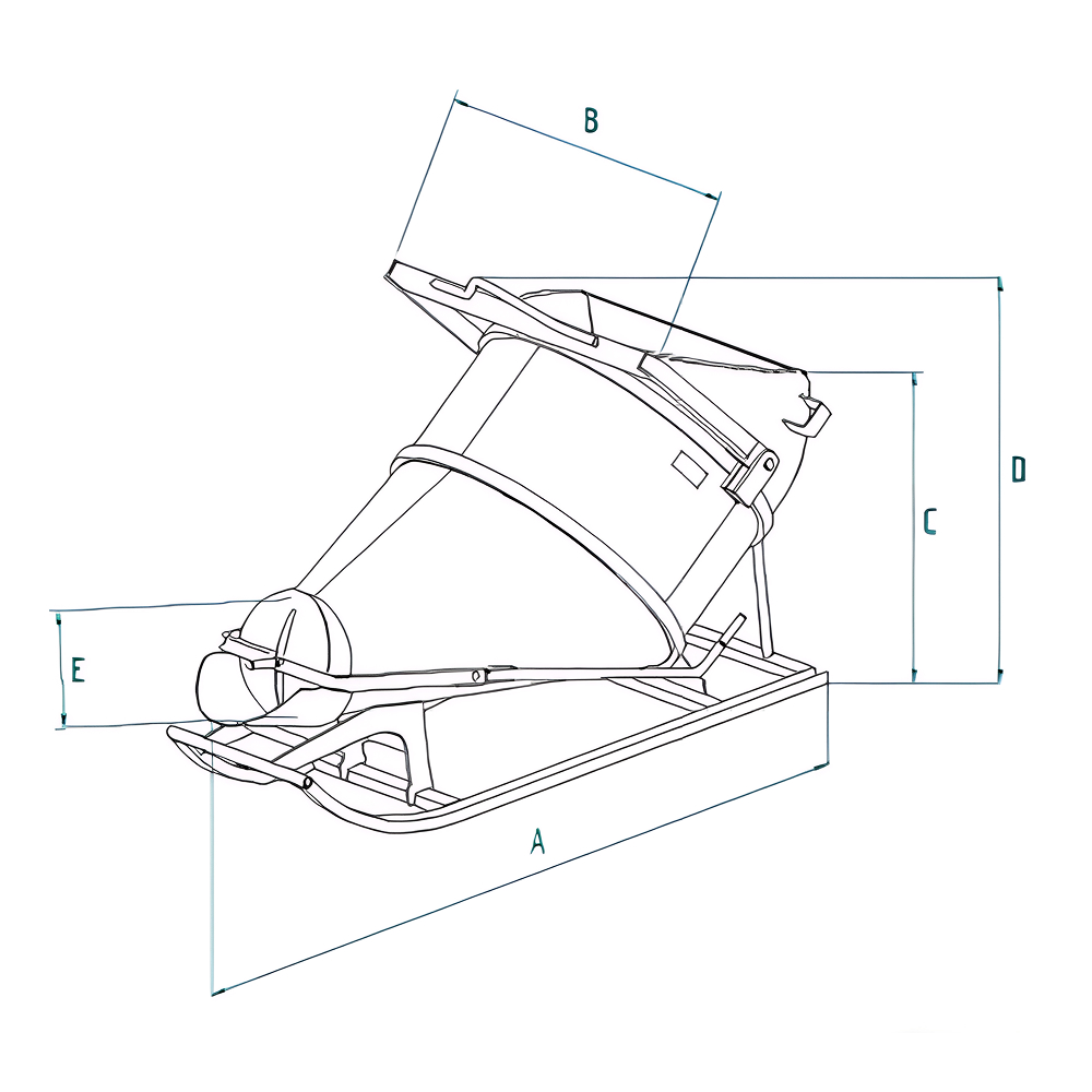 Benne couchée BF-99CL / 1000L vidage latéral + levier - IMER - 070212BF099CL