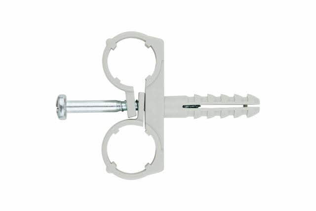 Boite de 100 Collier INDEX double multi tuyaux + cheville Ø10 mm -ABMD18