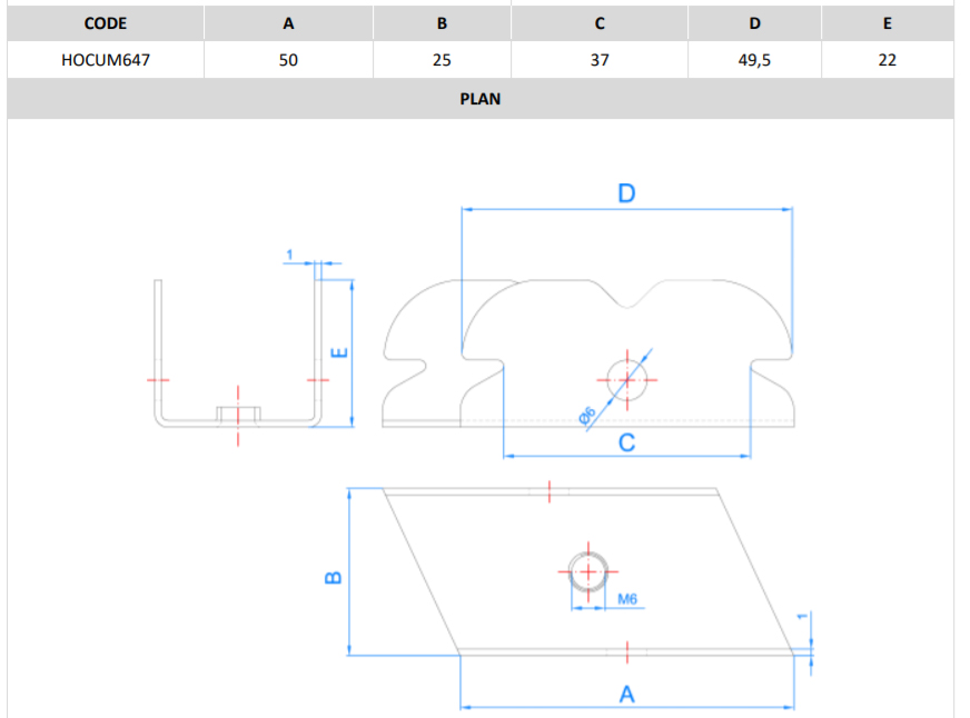 Boite de 100-Cavalier pivot pour suspente Filetage M Diam. mm L mm INDEX-HOCUM647