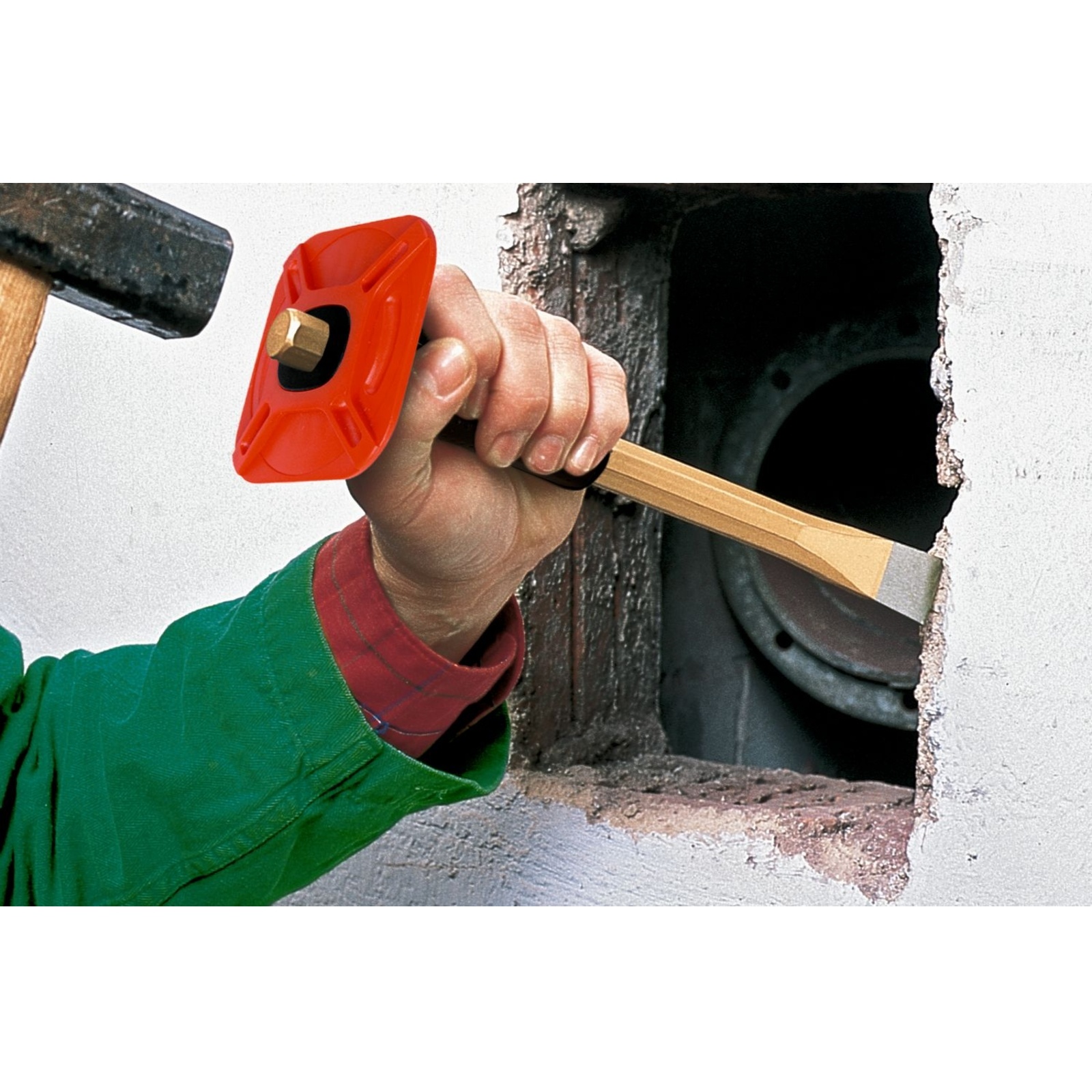 Ciseau de maçon avec pare-coups 23 x 300 mm octogonal 18 mm verni KNIPEX - 9R3513001