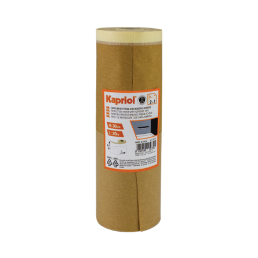 PAPIER DE PROTECTION AVEC RUBAN ADHESIF 18CMX20MT - KAPRIOL - 25771