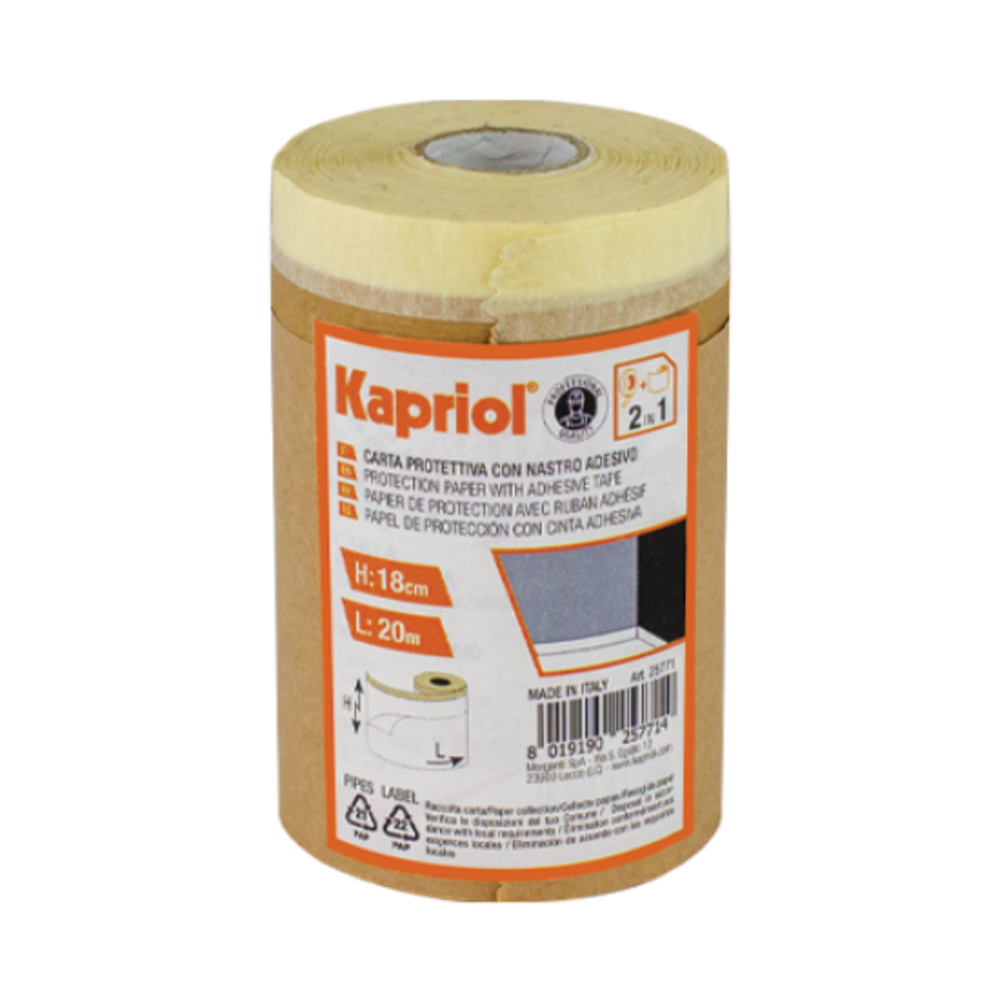 PAPIER DE PROTECTION AVEC RUBAN ADHESIF 30CMX20MT - KAPRIOL - 25772