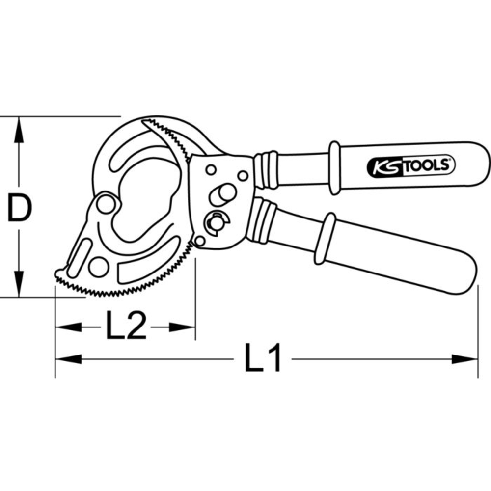 Coupe-câble à crémaillère isolé 1000V - ouverture 60 mm KS TOOLS - 112.1248