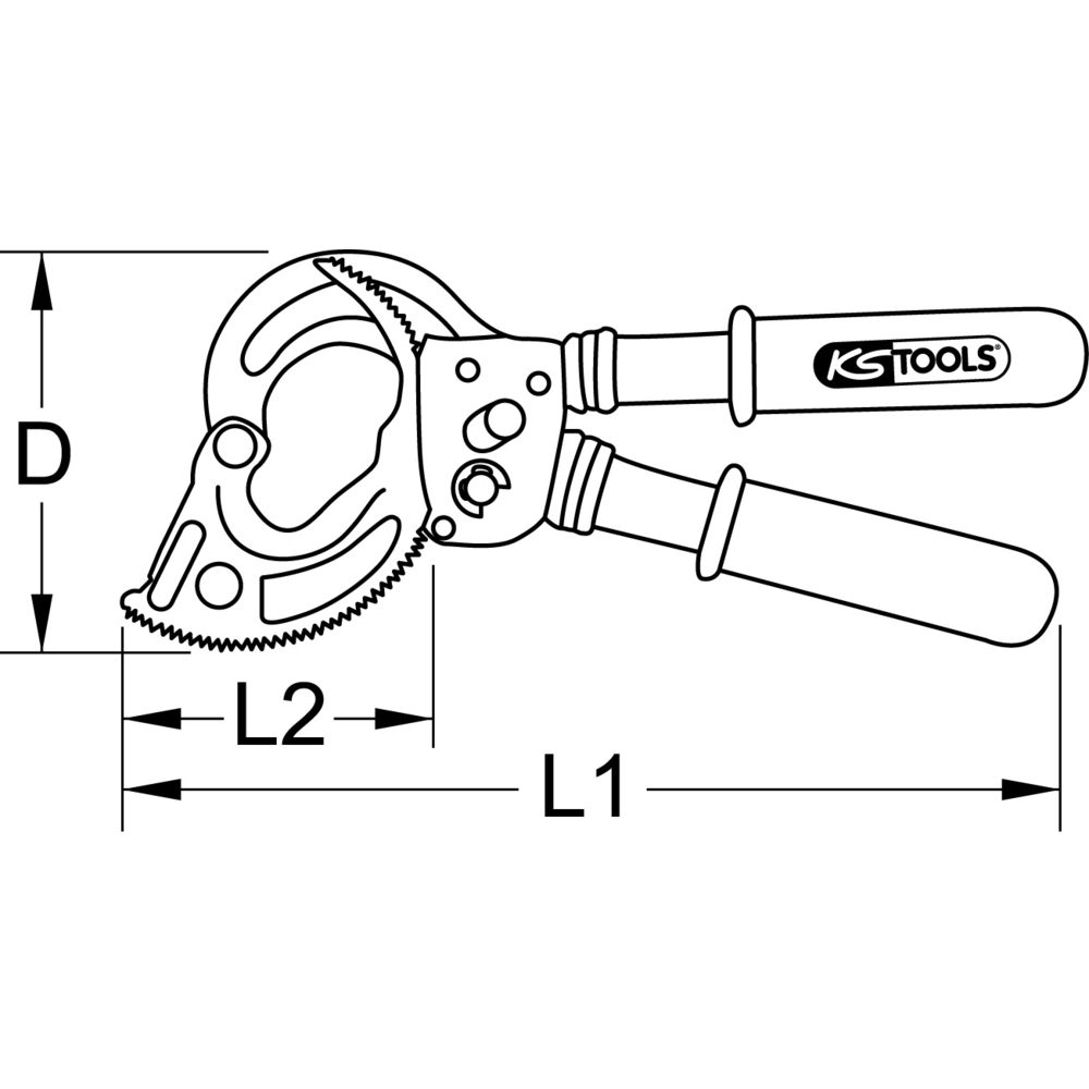 Coupe-câble à crémaillère isolé 1000V - ouverture 60 mm KS TOOLS - 112.1248